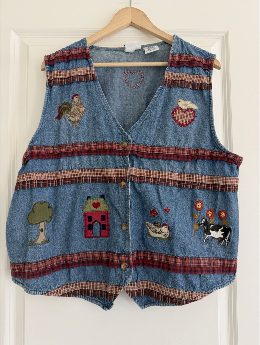 Vintage Bobbie Brooks Denim Farmhouse Vest XL Cottagecore Country 90s